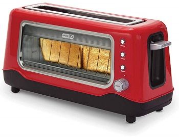 Dash Clear View Toaster In Red